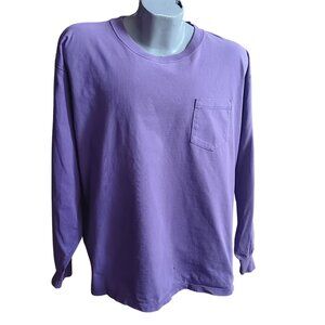 L.L. Bean Purple Long Sleeve Pocket Shirt Large By Russell Athletic 100% Cotton